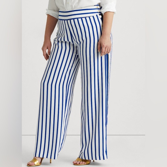 Ralph Lauren Margit Wide Leg Striped Pants - Size 0 - Picture 3 of 6